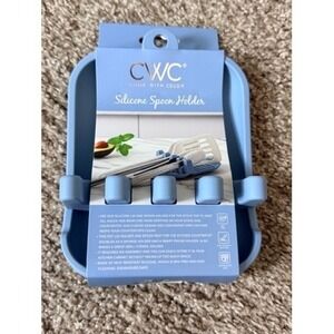 NEW Cook With Color Silicone Spoon Rest Holder Light Blue Utensil Stand